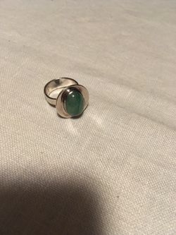 Sterling silver green jade ring
