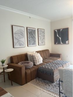 Minimalist Brown Sofa (118W x 35D x 35H)