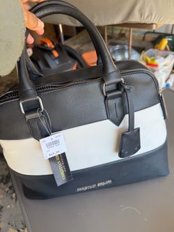 New Christian Siriano Satchel Handbag Black White