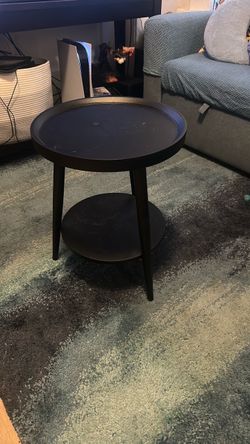 Black Round Two-Tier Side Table