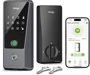 GHome Smart Door Lock with Fingerprint,Keypad & App Control for Front Doors - BRAND NEW