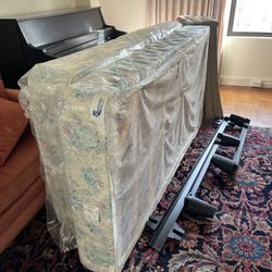 Twin Mattress and Bed Frame with Trundle Frame-Natural Wood - 76.5" l x 39" w x 15"