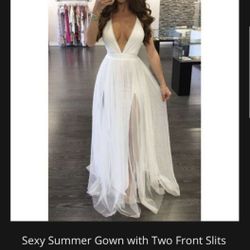 White Small Gown 2 Slits on the front