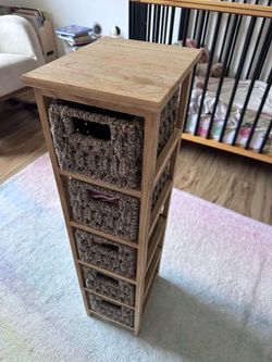 5-Drawer Wicker Storage Tower – Great for Nursery, Bathroom, or Bedroom