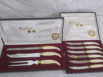 Taj Mahal World's Finest Cutlery Set of 6 Steak Knives in Box & Carving Set