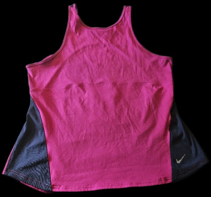 Nike Yoga Women Berry Colorblock Open Back Ribbed Slim Fit Tank (DR0374-549)