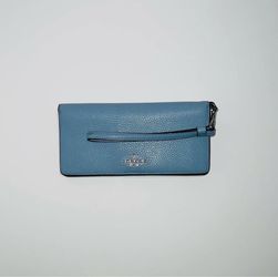 Coach Blue Leather Wristlet Wallet