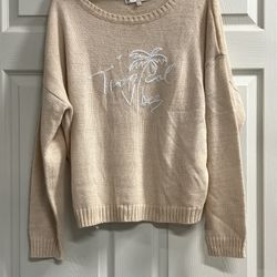 Beachly X Goldfish Kiss Women’s Peach Tropical Vibes Sweater - Size Large - EUC