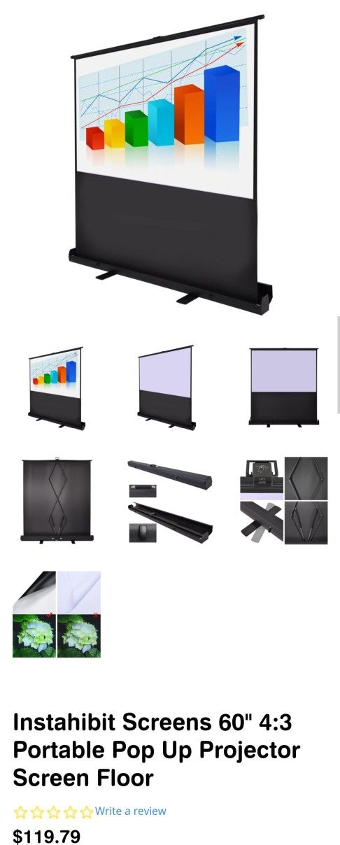New Instahibit Projector screen 60 Inch portable Pop Up Floor Screen