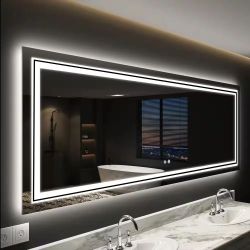 60" x 40" Framless LED Bathroom Vanity Mirror w/ Blacklighting / Dimmable LED [NEW] **Retails for $577