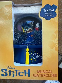 Disney Stitch Graduation Musical Snow Globe
