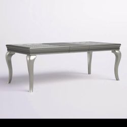 Traditional Silver Lacquered Finish Dining Table McFerran D508 (Table only) 