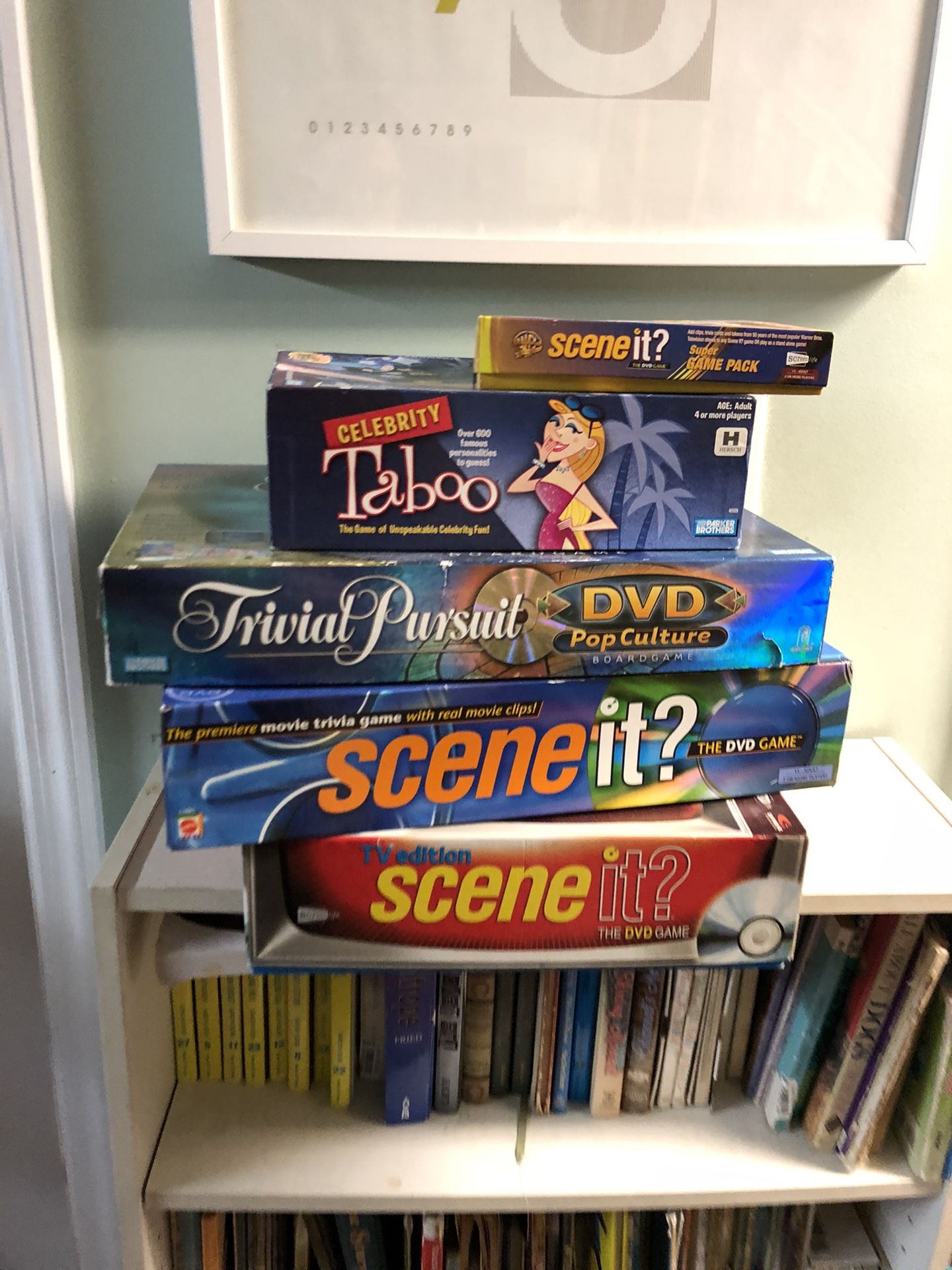 Scene it, taboo, trivial pursuit Board games