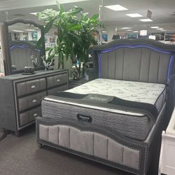 New Arrival🚨Gorgeous Grey Glitter 5pc Bedroom Furniture Set $1199