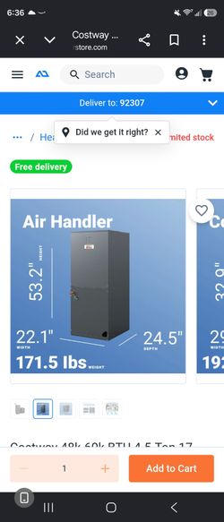 NEW Costway 4-5 Ton Ducted Central Air Handler (Model FP10986US) – Liquidation Deal