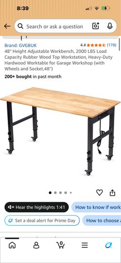 GVGBUK 48" Height Adjustable Workbench