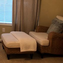 Pottery Barn Seagrass Chair And Ottoman