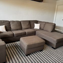 Taupe Sectional Sofa Couch Sala Ottoman 