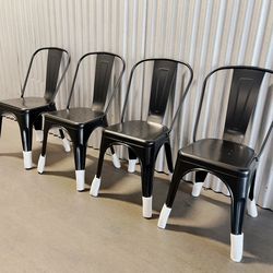 New Set of 4 Metal Chair Dining Chairs Patio Chair 18 Inches Seat Height Dining Room Kitchen Chair Tolix Restaurant Chairs Trattoria Bar Stackable Cha