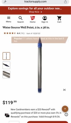 This stainless-steel Water Source Well Point drives into all types of soil. The water well points are engineered to provide an ideal combination of ea