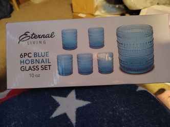 6-piece Blue Hobnail 10 oz Glass Set