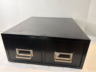 Steelmaster 2 Drawer Metal Card File Cabinet Vintage Desktop Index Organizer Black