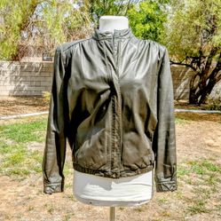1980's GJS Vintage Brown Leather Women's Zip-Up Bomber Racing Korean Jacket GUC