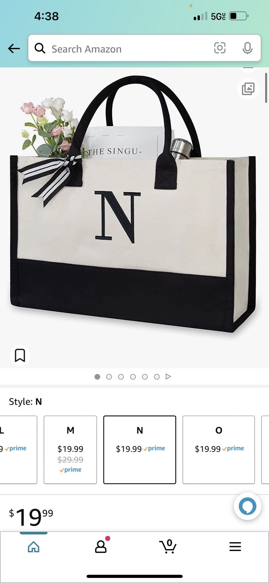 Personalized Initial Canvas Beach Bag, Monogrammed Gift Tote Bag for Women