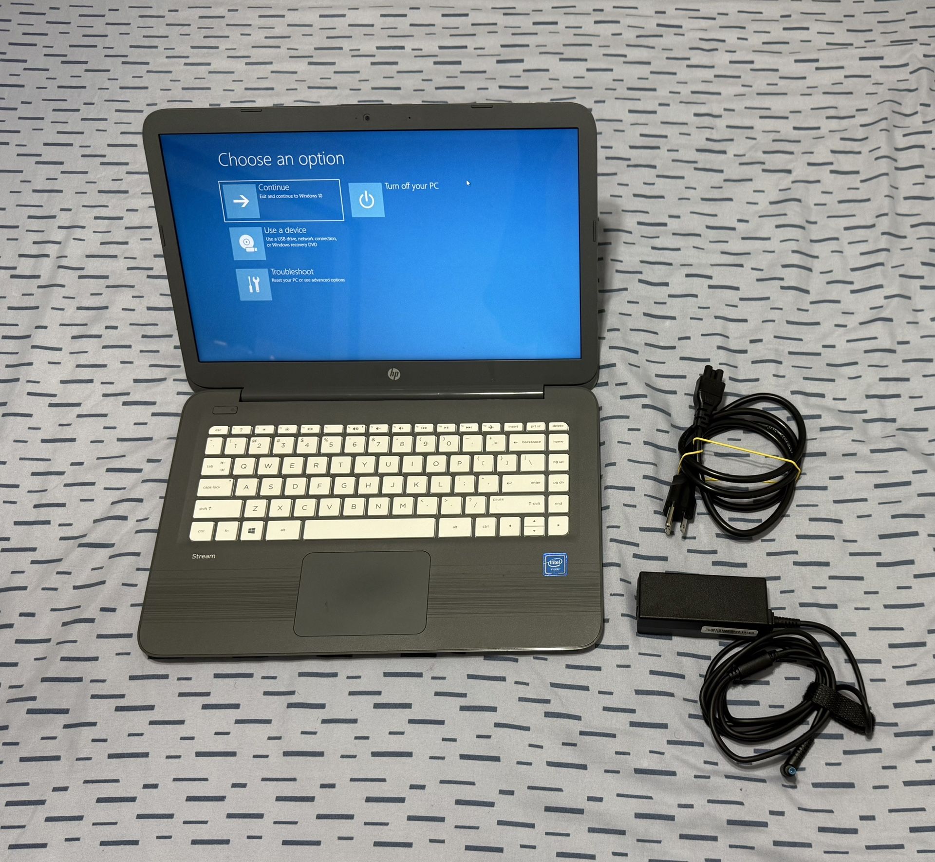 HP Stream 14-cb130nr Laptop – Windows 10, 4GB RAM, 32GB eMMC – Smoke Gray