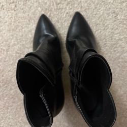 Black Pointed-Toe Ankle Boots
