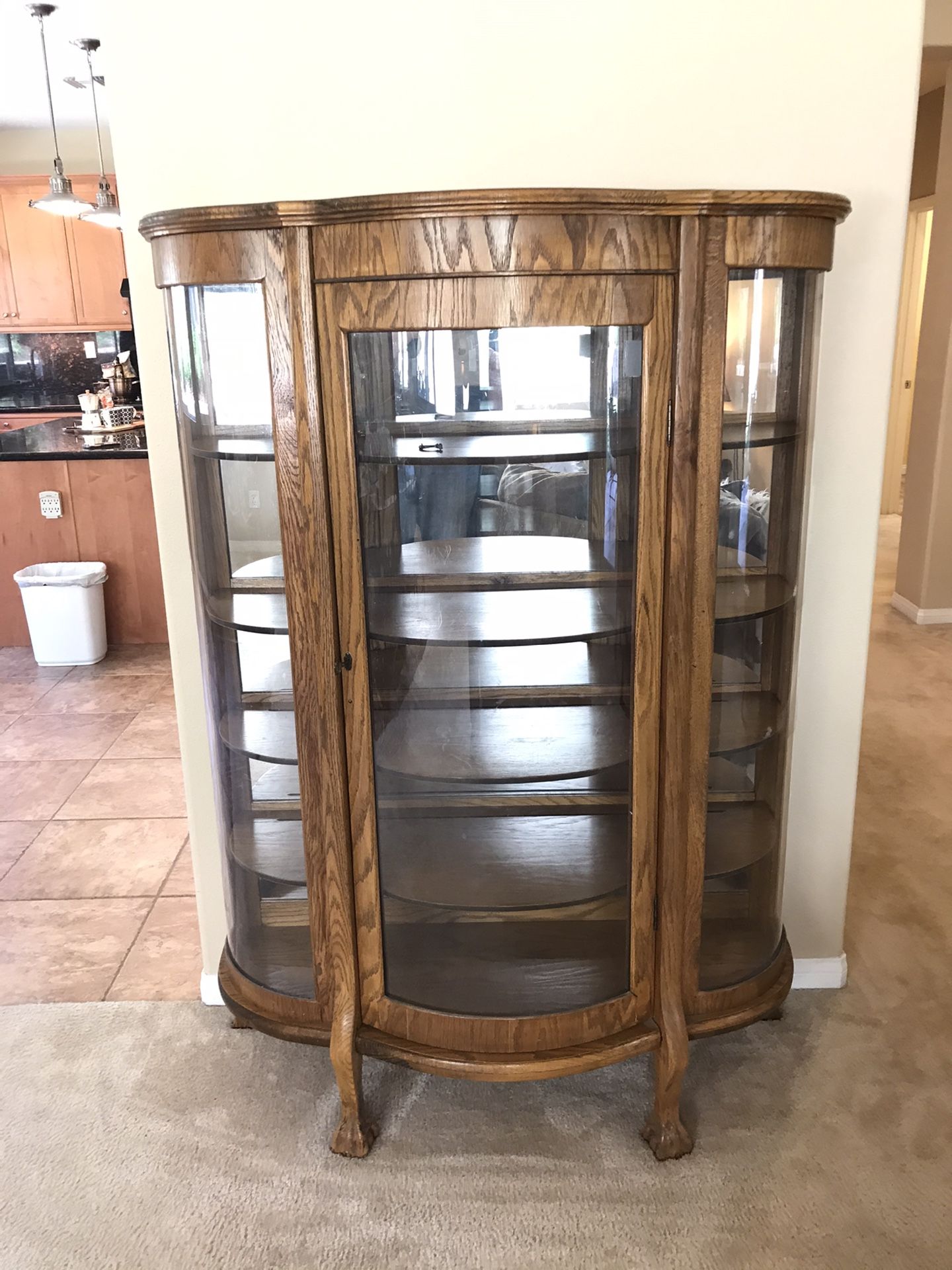 OAK & CURVED GLASS CHINA CABINET