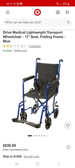 Drive Medical Lightweight Transport Wheelchair $90
