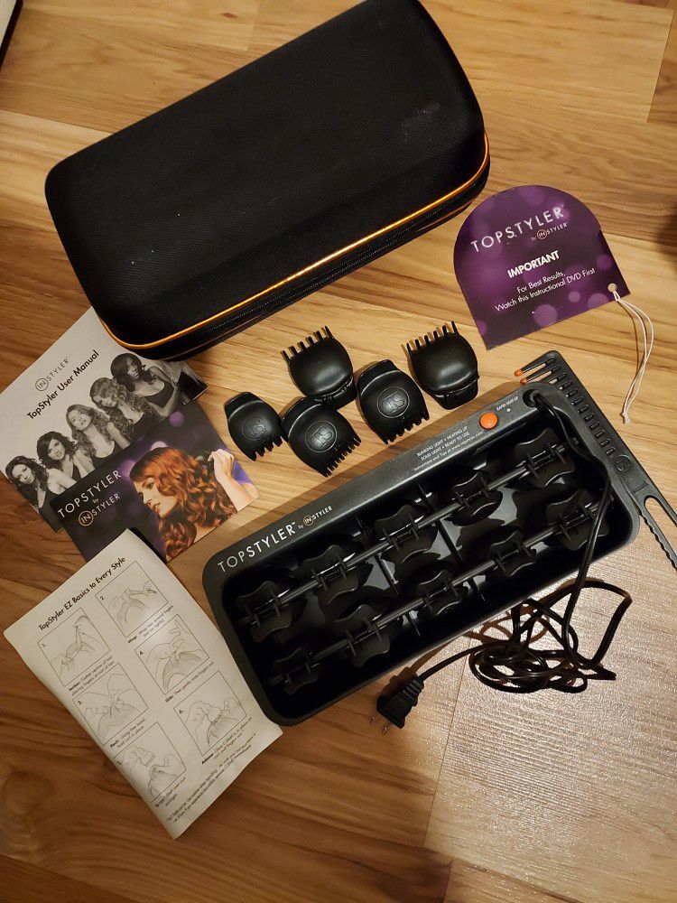 TopStyler by InStyler Heated Ceramic Styling Shells Hair Curlers & Case in Box
