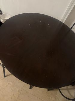 Round Dark Wood Dining Table