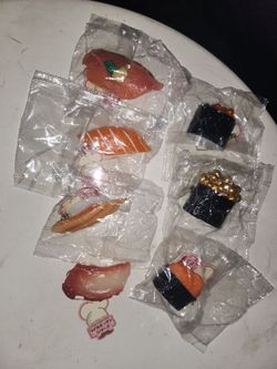 7 realistic sushi keychains/bag charms