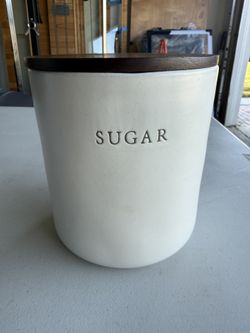 Hearth & Hand™ with Magnolia stoneware sugar canister with wood lid.