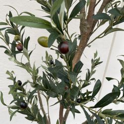 Artificial Olive Tree 7FT Tall Faux Silk Plant for Home Office Decor Indoor Fake Potted Tree with Natural Wood 