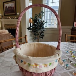 Pink Wicker Easter Basket