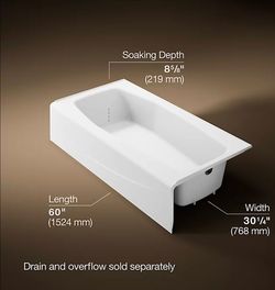 Kohler Villager cast iron 60x30" right drain