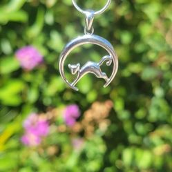 Cat Crescent Moon Pendant 