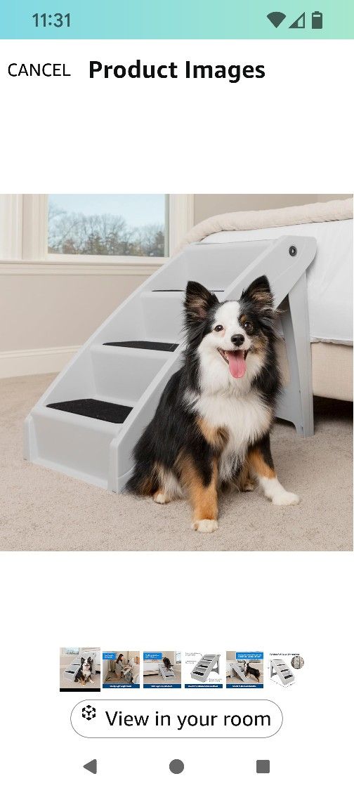 Pet Stairs (Portable Indoor/Outdoor Pet Steps, Grey, 25 Inch)