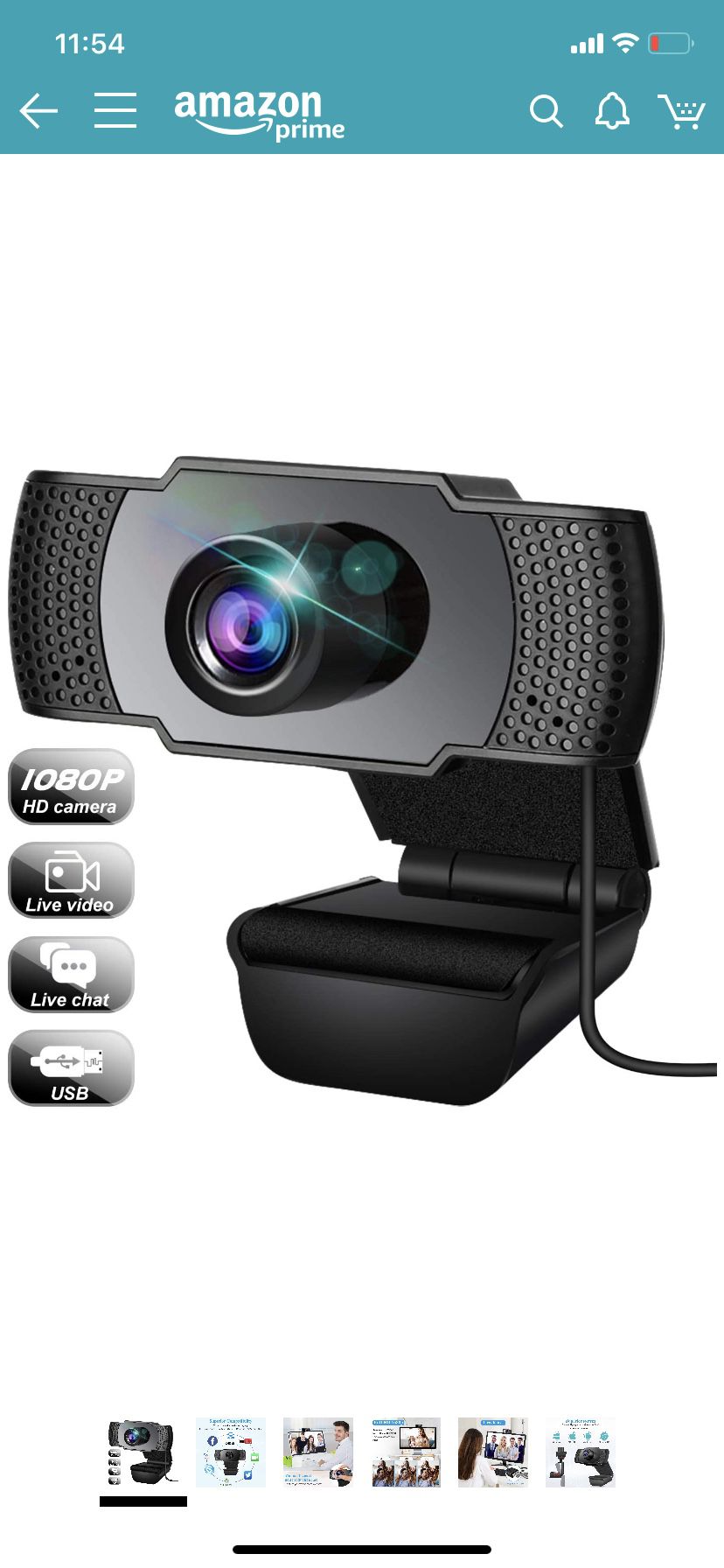 Webcam, Webcam with Microphone, USB Webcam with 3D Denoising and Automatic Gain, 1080p Webcam for Video Calling, Online Classes and Video Conference