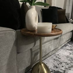 Walnut Side Table Base Gold 21 X 16 