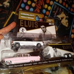 Elvis Presley Greenlight Collectibles Hollywood Limited Edition  2015 Chevrolet Silverado 1 Cadillac Fleetwood Series 60 Enclosed Car Hauler