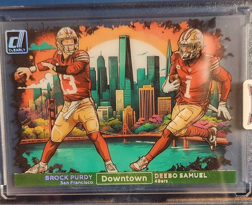 Donruss Clearly Downtown Brock Purdy Deebo Samuel