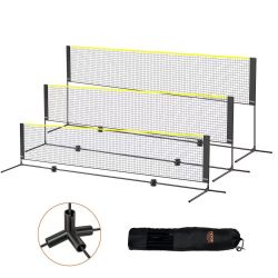 831# Badminton Net, Height Adjustable Volleyball Net, 14ft Wide Foldable Pickleball Net, Portable Easy Setup Tennis Net Set with Poles, Stand and Carr