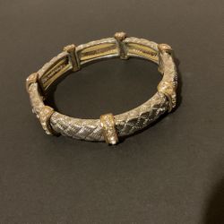 2 Tone Stretch Bracelet With Rhinestones 