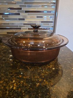 Amber Glass Casserole Dish with Lid