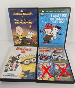 Lot of DVD's Charlie Brown Snoopy Christmas Thanksgiving Despicable Me Animated