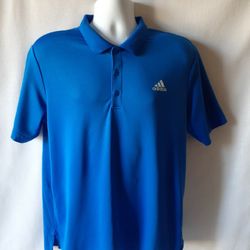 Adidas men's blue short sleeve golf polo shirt size L 